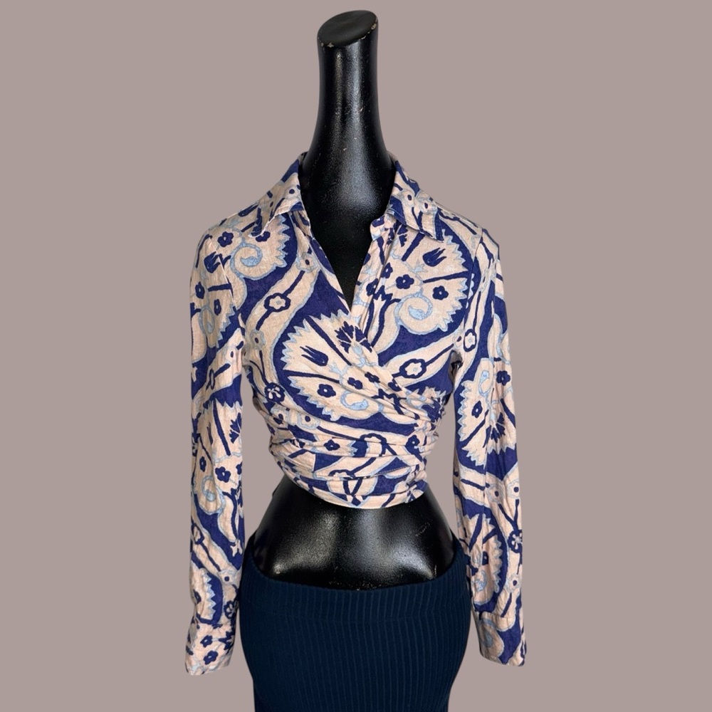 Christian Siriano New York linen blend tie-front blouse - Picture 12 of 12